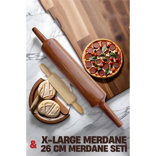 İndirimvar 50 cm X-Large Pizza Merdane 2 li SET Woodyard Design 719186